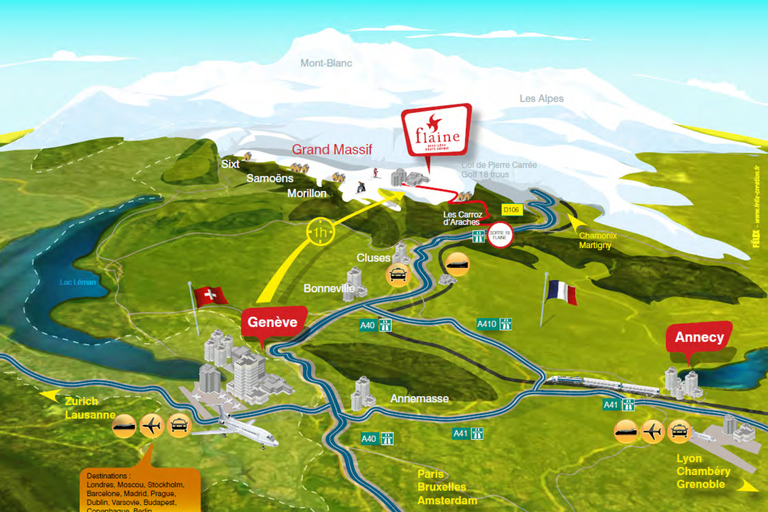 Geneva airport: Bus service to/from Araches la Frasse Flaine Single from Geneva airport to Araches la Frasse Flaine