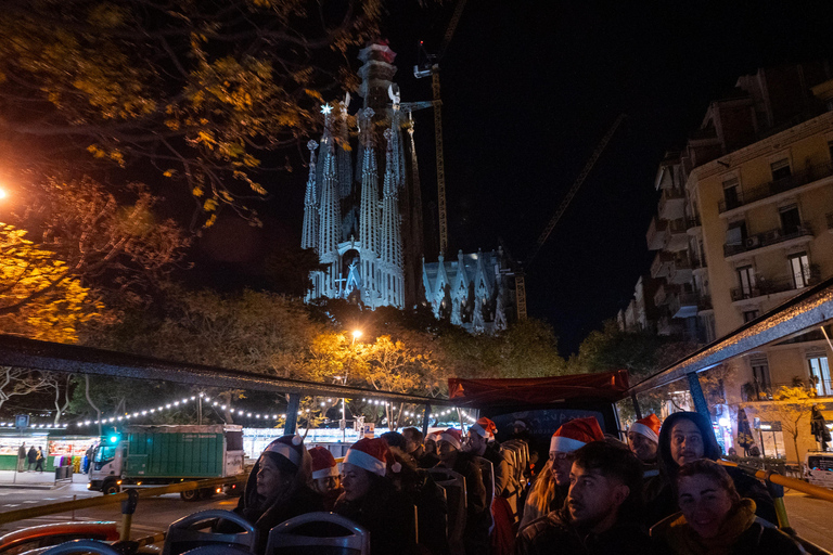 Barcelona: passeio de autocarro aberto com luzes de Natal20h30 Passeio de Natal Espanhol
