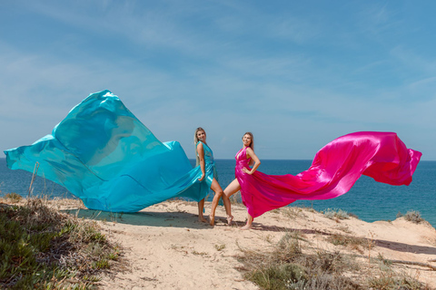 Albufeira : Photoshoot en robe volante pour 2 personnes avec photos éditées