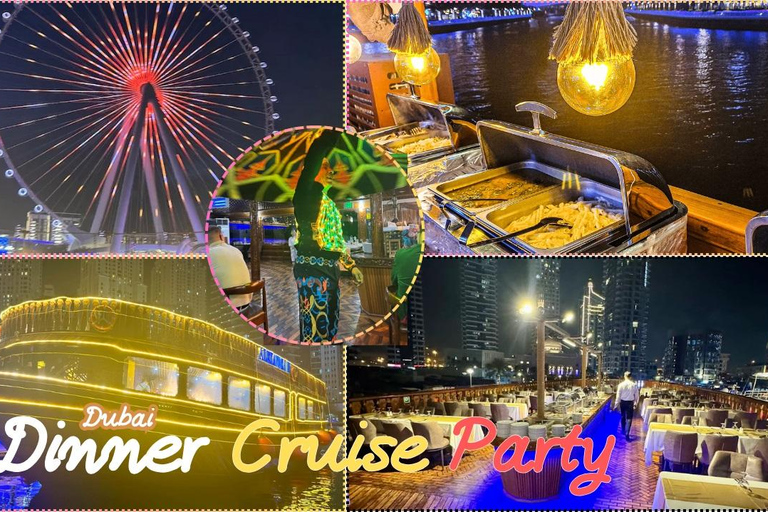 迪拜：码头游船晚餐巡游，附现场娱乐表演马里纳游轮 + 晚餐 + 现场表演（共享接送）