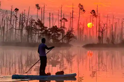 Au départ de Riga : Sunrise SUP Tour avec prise en charge à Cenas Tīrelis