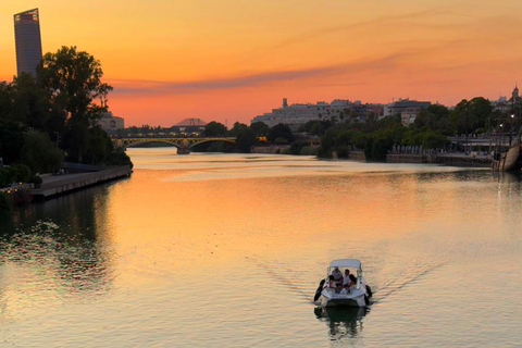 Seville from the Guadalquivir: Electric water taxi ride, TAXI SHIP. Bonifaz, father of the Spanish Navy, and the Battle of Guadalquivir.