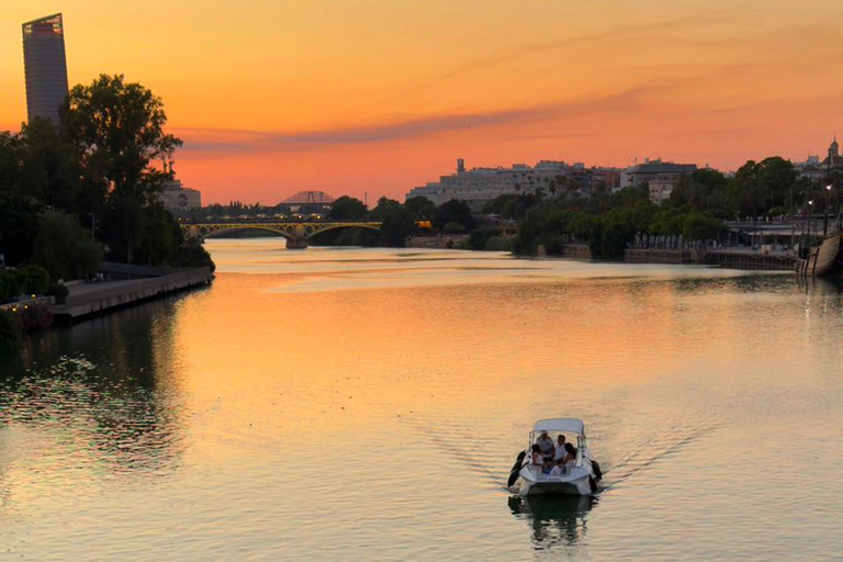 Seville from the Guadalquivir: Electric water taxi ride, TAXI SHIP. Bonifaz, father of the Spanish Navy, and the Battle of Guadalquivir.