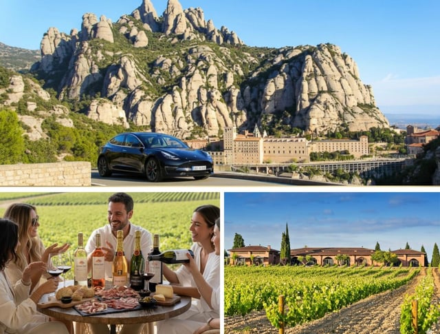 Desde Barcelona: tour privado a Montserrat y almuerzo en bodega familiar