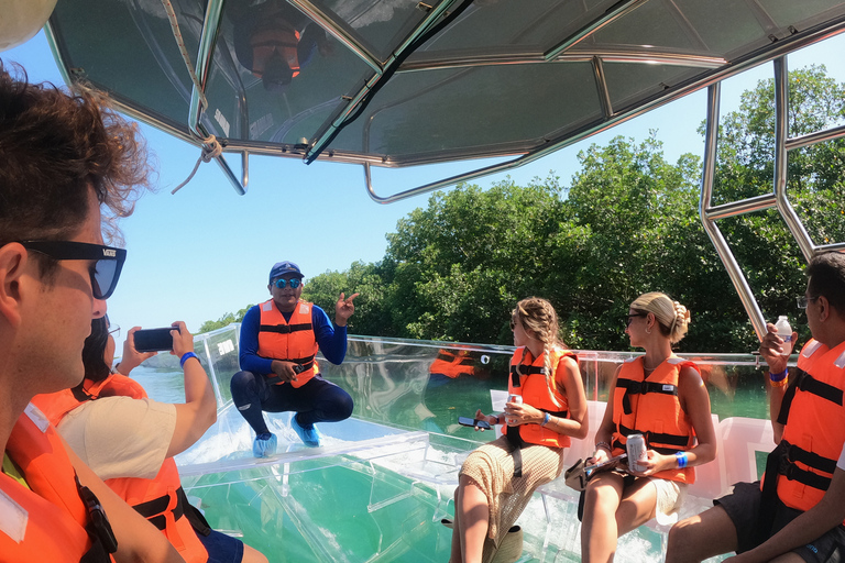 Cancún: Clear Boat Ride with drinksCancún: Nichupté Lagoon Clear-Boat Tour with Drinks