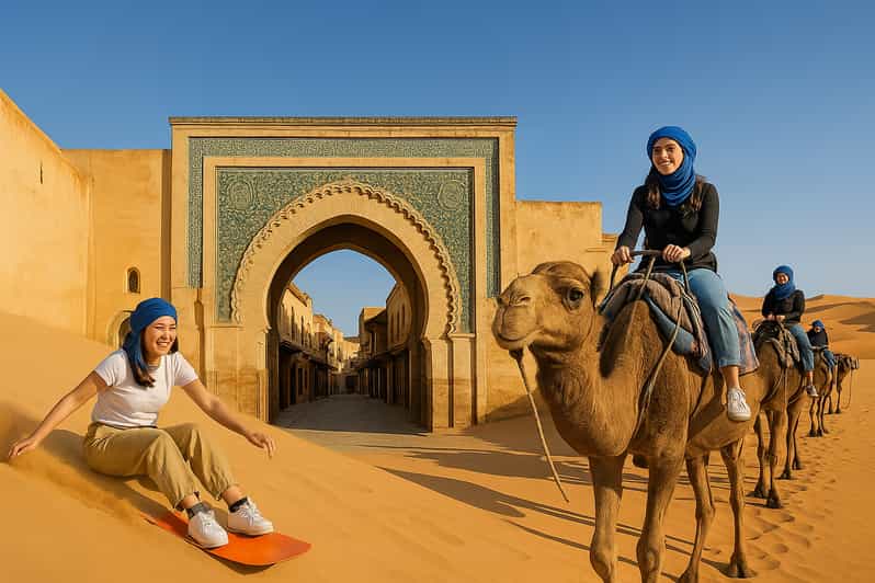 Marrakech : Voyage de 3 jours à Fès avec surf des sables et promenade à dos de chameau - surf