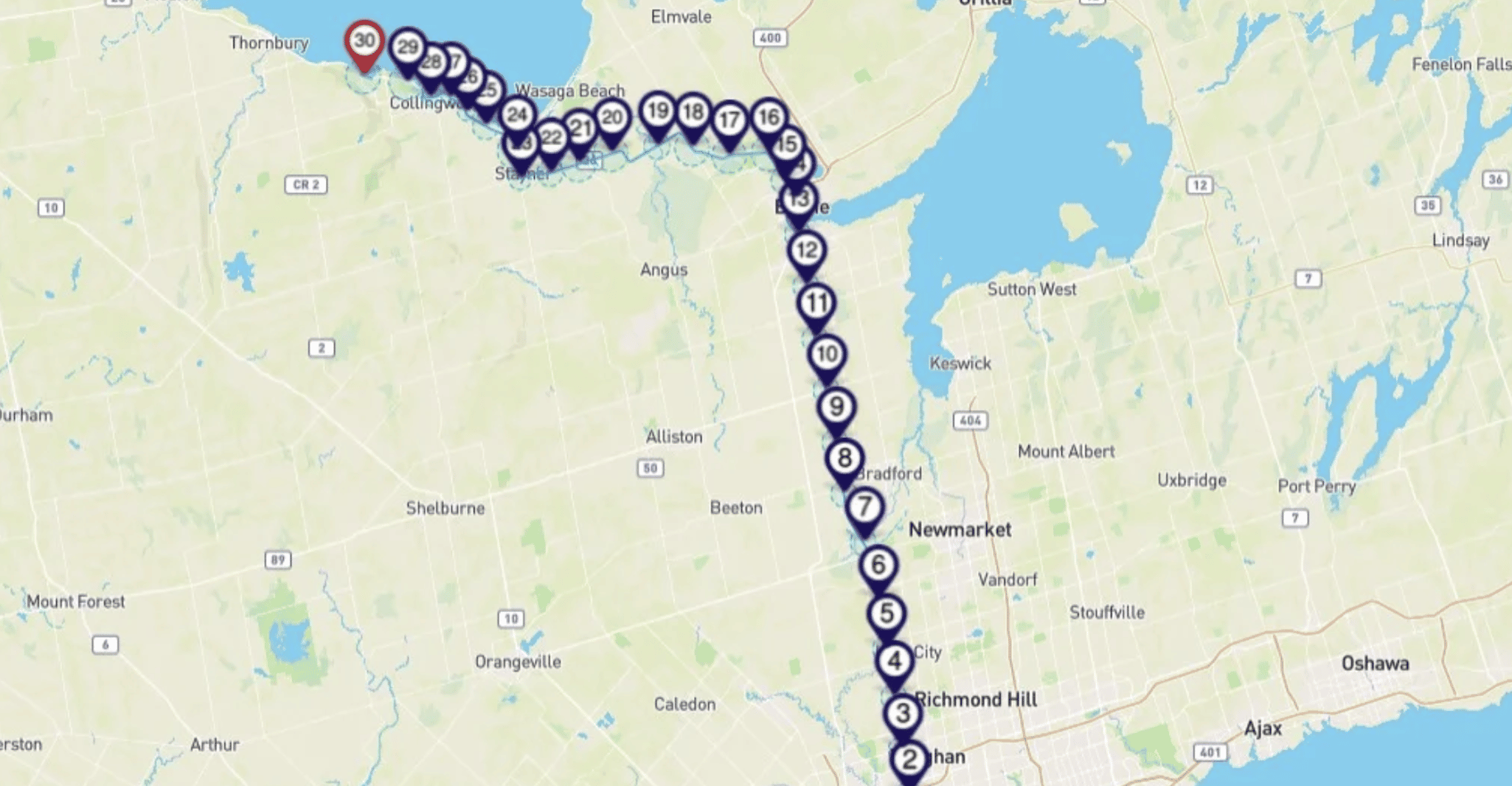 Tra Collingwood e Toronto, Smartphone Audio Driving Tour - Hizvo