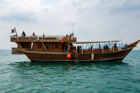 Doha Traditional Dhow Cruise with Arabic Qahwa & BBQ Dinner Dhow Cruise Without Dinner from Pickup Point