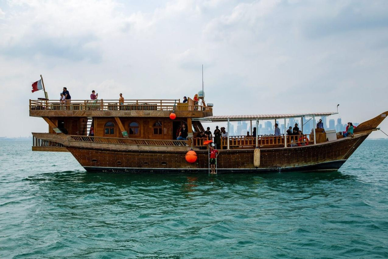Doha Traditional Dhow Cruise with Arabic Qahwa & BBQ Dinner Dhow Cruise Without Dinner from Pickup Point
