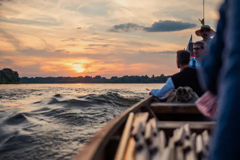 Toruń: Sunset on the Vistula From a Traditional Boat.