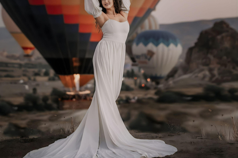 Cappadocia: Private Photo Shoot with Flying Dress & Horses Horse Photo Shoot Experience