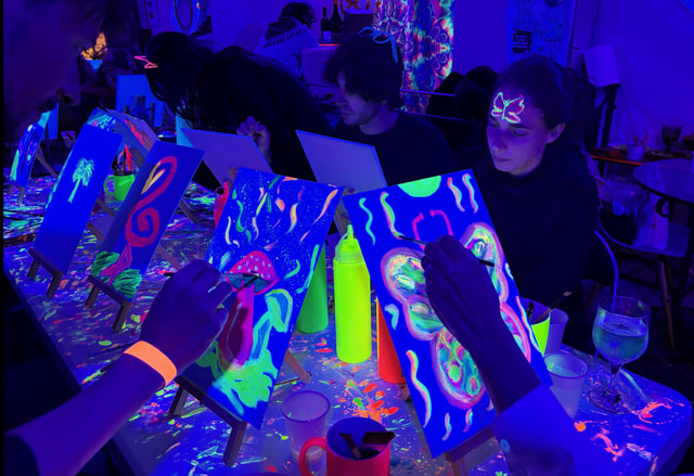 Rome: Neon Art Painting Workshop with Wine