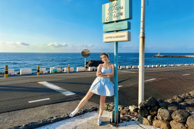 Jeju: Udo Island E-Bike Ride & Insta-Worthy Sea-View Cafe Ultimate Adventure Tour (e-Bike+Speedboat included)