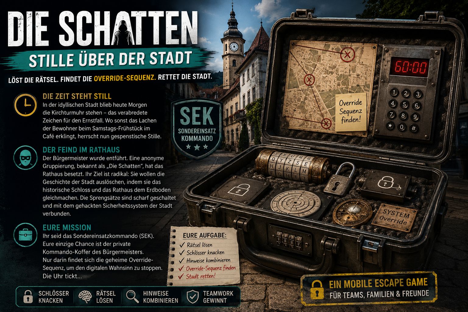Escape Room Spiel in Seeboden - Die Schatten - finde die Override-Sequenz