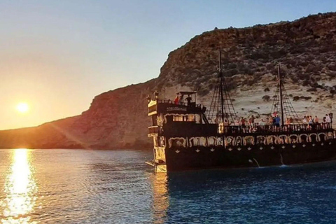 Lampedusa: Sunset Galleon Cruise with Aperitif Dinner and Night Swim