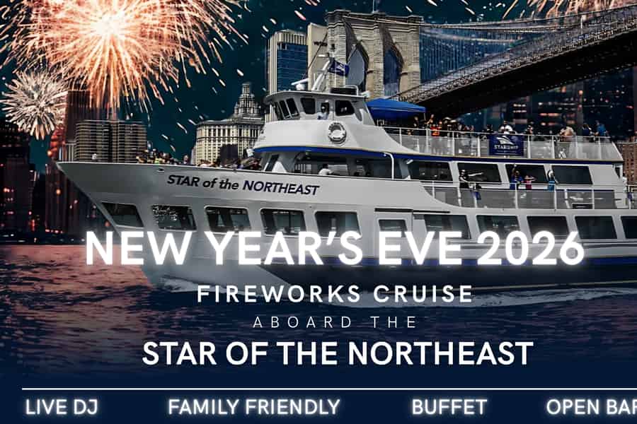 NYC: Silvester-Feuerwerkskreuzfahrt mit Buffet, offener Bar & After-Party. Foto: GetYourGuide NYC: Silvester-Feuerwerkskreuzfahrt mit Buffet, offener Bar & After-Party. Foto: GetYourGuide