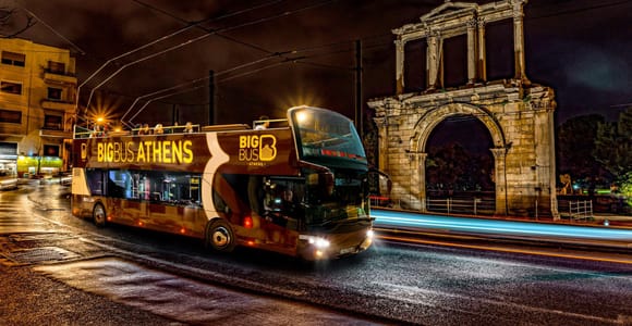 Athens: Big Bus Live-Guided Night Tour by Open-Top Bus