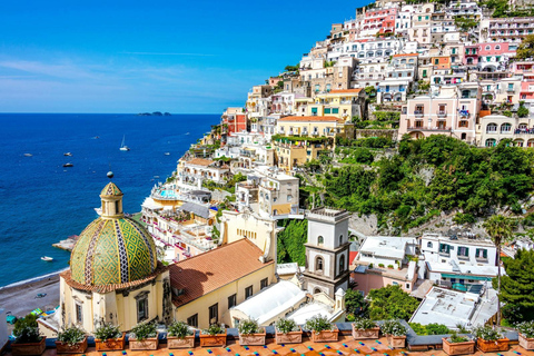 Vanuit Sorrento: Rondleiding met de bustour en boottocht langs de Amalfikust