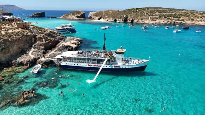 Malta-Boot: Blue Lagoon Comino, Crystal Lagoon, Gozo & Höhlen