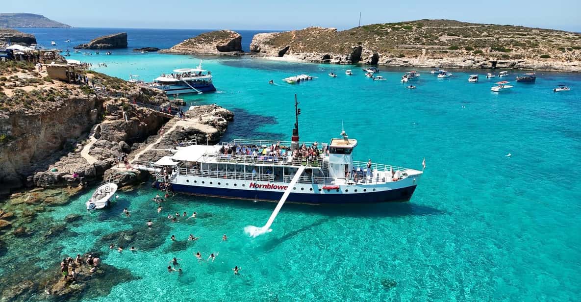 Malta Boat: Comino Blue Lagoon, Crystal Lagoon, Gozo & Caves — a boat tour from Malta, Malta