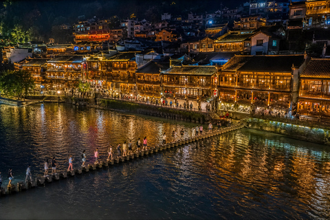 Zhangjiajie: Fenghuang Ancient Town Cruise Ticket & Transfer Tuo River Night Cruise E-Ticket