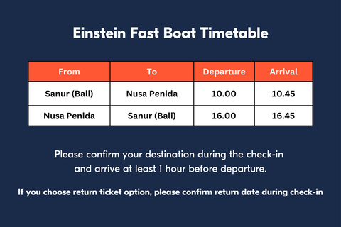 From Bali: 1-Way/Round Fast Boat Transfer to Nusa Penida 1-Way Ticket: Bali to Nusa Penida