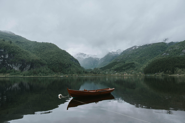 Guidad tur till Hardangerfjorden, vattenfall, färjeöverfart