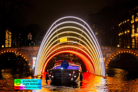 Amsterdam - ljusfestival Light Festival båttur med varma dryckerMötesplats: Centralstationen