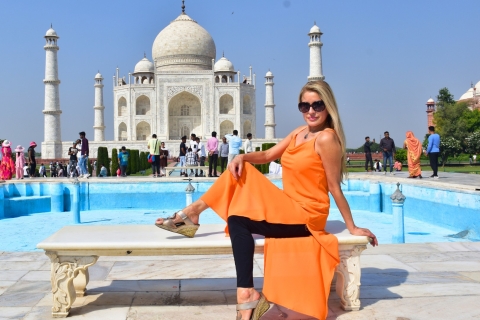 Depuis Delhi : Tour privé du Taj Mahal au lever du soleil avec le fort d'Agra