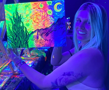 Barcelona: Fluorescent Paint and Wine Workshop