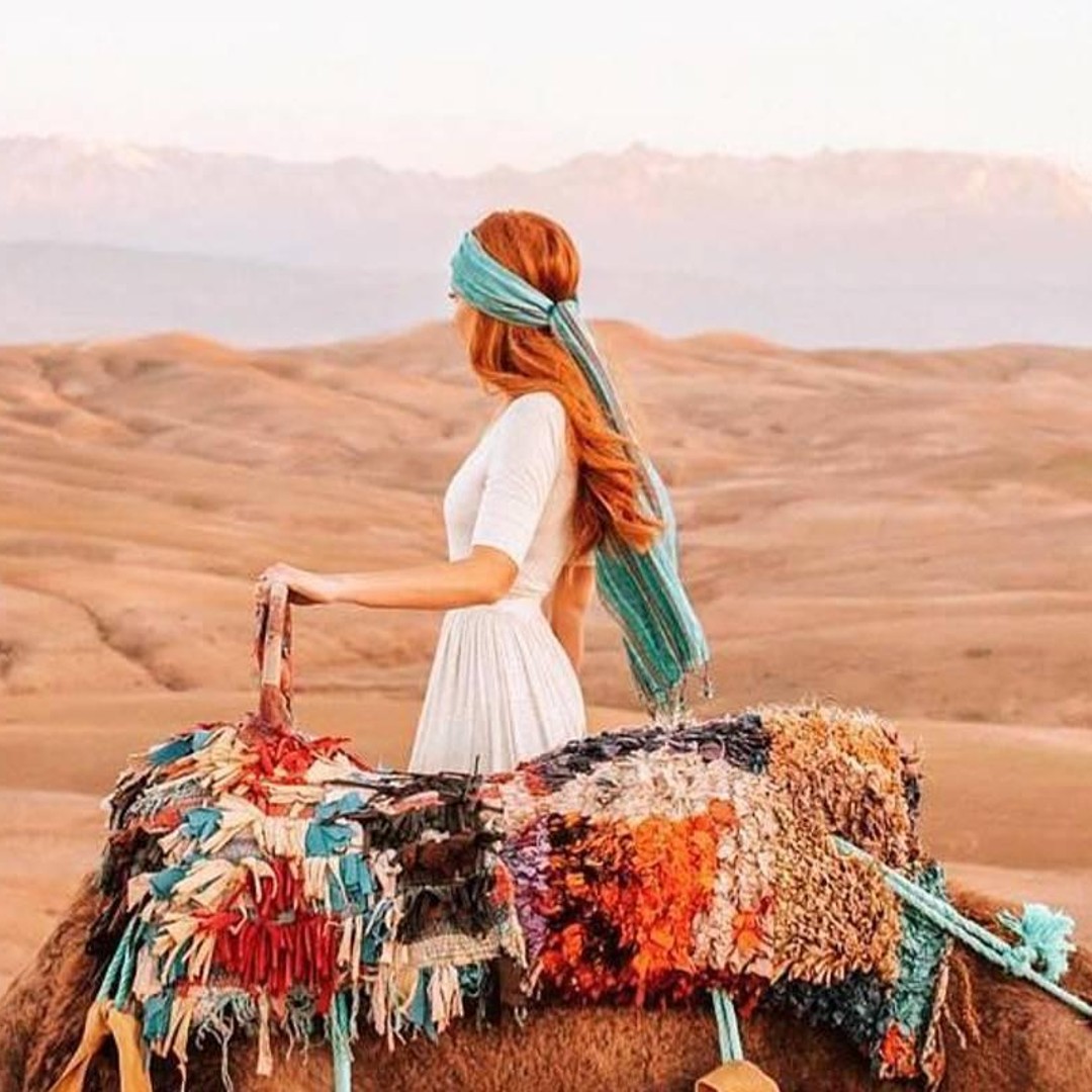 Balade à dos de chameau dans le désert d'Agafay au coucher du soleil - dromadaire