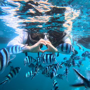 Okinawa: Blue Cave Boat Snorkeling with Free GoPro Photos