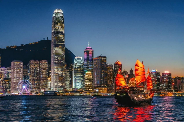 HK Nacht: Cruise Dinner, Open Top Bus, Temple Street Tour