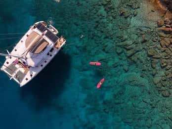 Heraklion: Dia Eiland Ultieme Catamaran Cruise met Maaltijd
