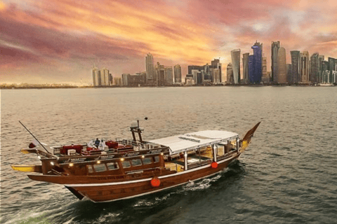 Doha: Sunset Dhow Boat Cruise with Skyline Views Dhow Boat From Meeting Point
