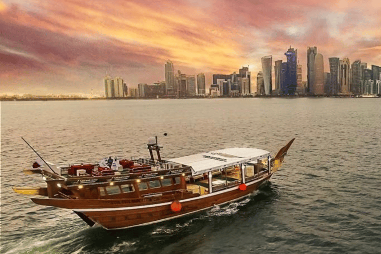 Doha: Sunset Dhow Boat Cruise with Skyline Views Dhow Boat From Meeting Point