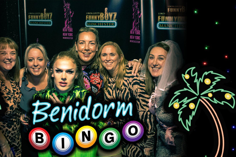 Manchester: FunnyBoyz Benidorm Bingo Cabaret Show Glass of Fizz & Seat