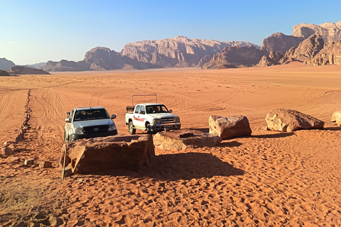 overnight: sleep under the stars in the cave in Wadi Rum Protected Area Caml tour