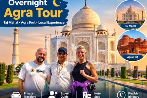 From Delhi: Overnight Taj Mahal, Agra Fort & Fatehpur Sikri Tour