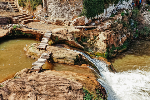 From Marrakech: Ouzoud Waterfalls Guided Hike and Boat Trip Group Tour in French