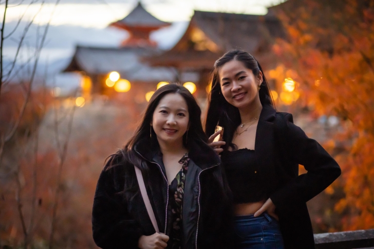 Kyoto: sesión de fotos con un fotógrafo de vacaciones privadas90 minutos + 45 fotos en 2 lugares