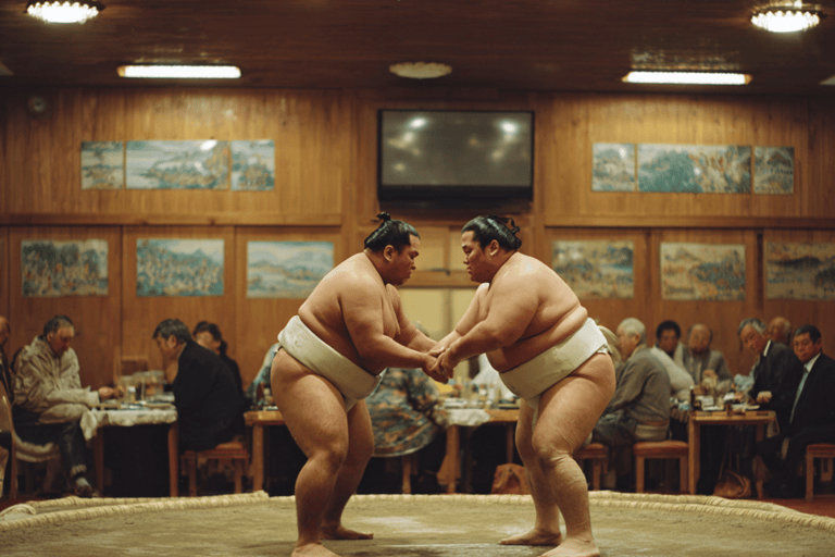 Kioto: zapasy sumo na żywo z napojem i zdjęciem