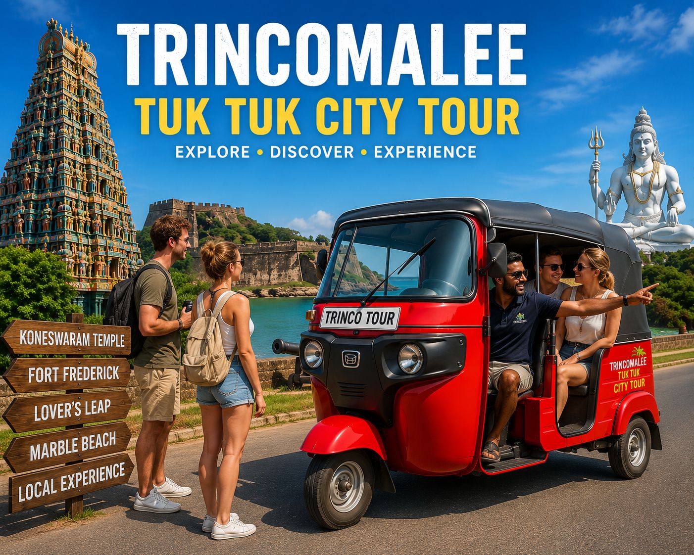 Trincomalee: Tuk-Tuk-Stadtführung mit einem Guide