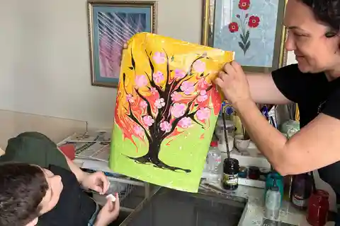 Oficina de arte Ebru de papel marmorizado turco