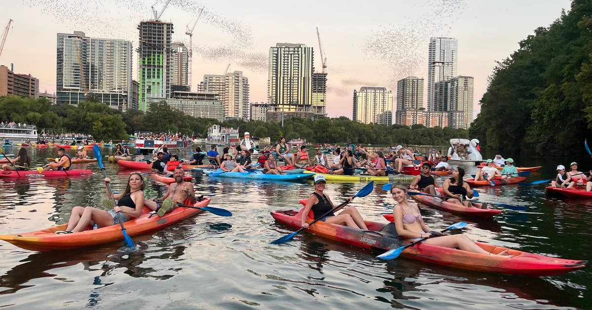 Kayaking Bat Austin Downtown Sunset Tandem Kayak with 1.5M Bats | GetYourGuide