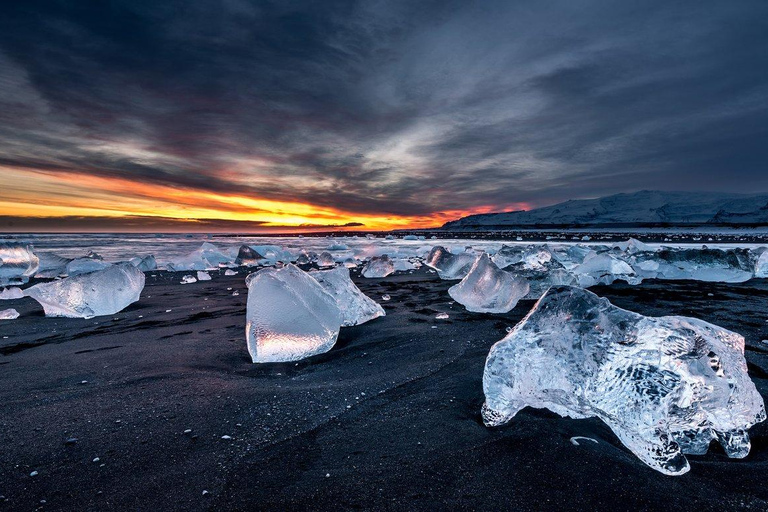 Circuit de 4 jours sur la côte sud, dans la grotte de glace bleue et le lagon glaciaire