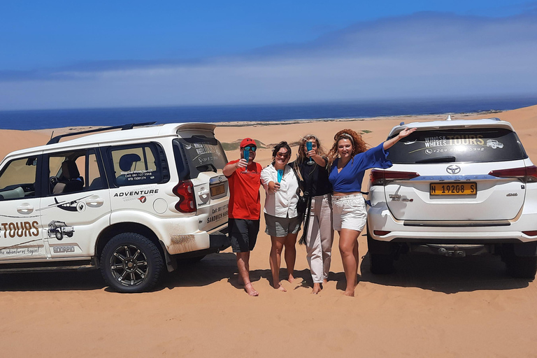 Small Group Sandwich Harbour 4x4 tour where dunes meet ocean