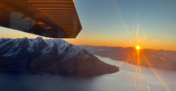 From Queenstown: Sunset Scenic Flight at Golden Hour