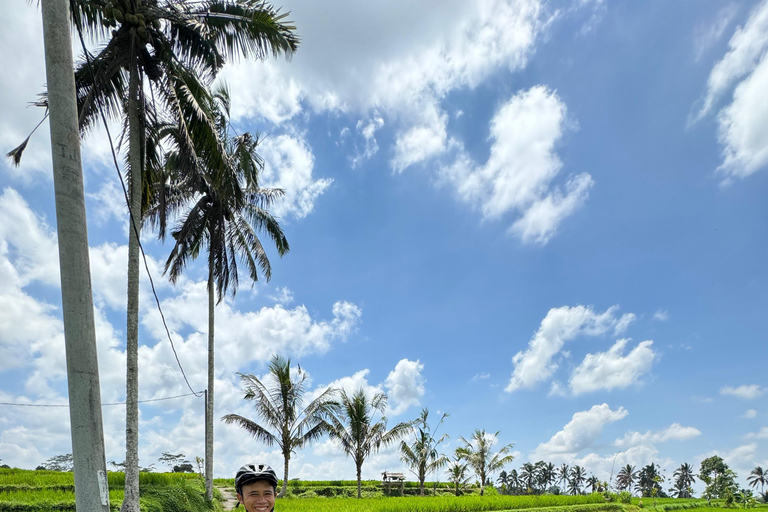 Ubud: Downhill Cycling com vulcão, terraços de arroz e refeição