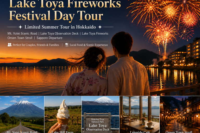 Lake Toya Fireworks, Farm & Showa-shinzan Tour